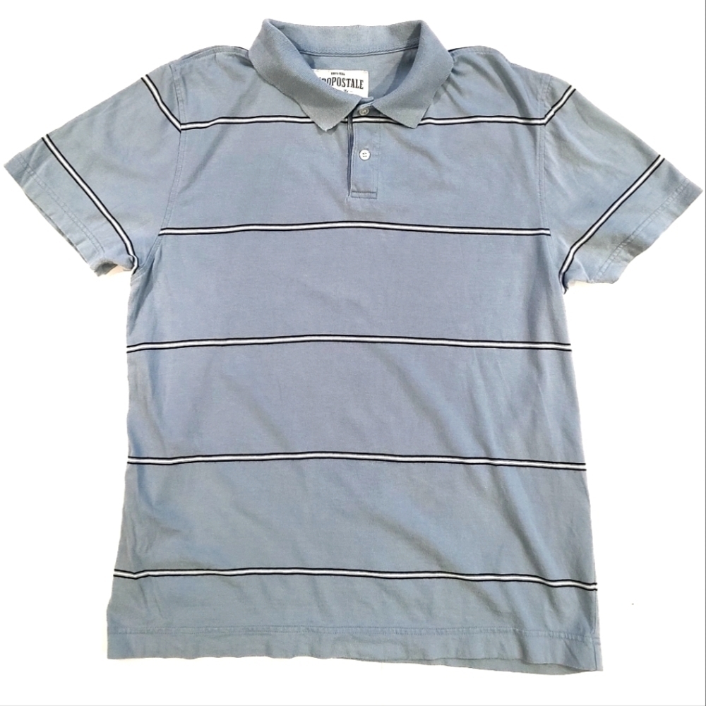 𝅺3/$20 Aeropostale Blue Striped Polo Shirt